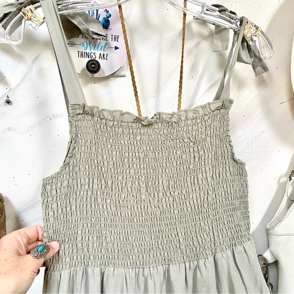 Stunning Sage green prairie eyelit boho dress country shabby chic farmhouse vibe - Picture 11 of 12